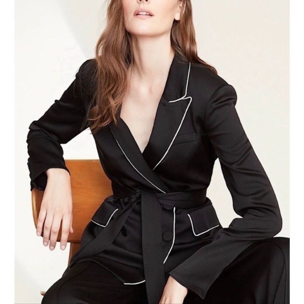 Nearly new Veronica Beard Eiza Black Satin Jacket, Sz 4 $695